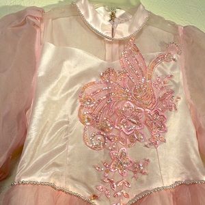 Vintage pink girls party dress